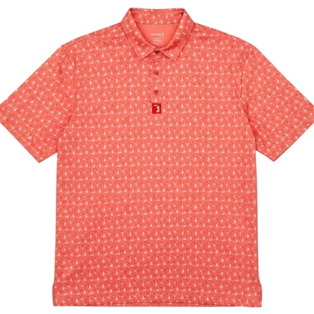 Bogey Bros "Kitty" Magnet Golf Polo Shirt Mens XL Coral Allover Performance